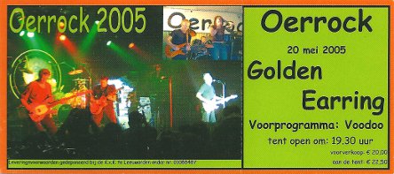Golden Earring show ticket May 20, 2005 Ureterp - Oerrock